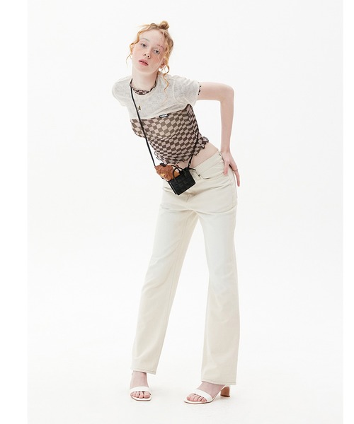 KIRSH(キルシー)の「『KIRSH/キルシー』WAVE STITCH CROP T-SHIRT KH/ウエーブステッチクロップド丈 半袖Tシャツ(Tシャツ/カットソー・レディース・ブラウン/アイボリー・FREE)」の12枚目の写真