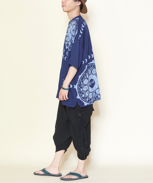 チャイハネ（チャイハネ）の「【チャイハネ】サンムーンMEN'Sシャツ（シャツ/ブラウス・メンズ・ホワイト/オレンジ/ブルー/ブラック/カーキ・FREE）」の10枚目の写真