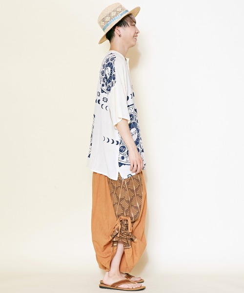 チャイハネ（チャイハネ）の「【チャイハネ】サンムーンMEN'Sシャツ（シャツ/ブラウス・メンズ・ホワイト/オレンジ/ブルー/ブラック/カーキ・FREE）」の13枚目の写真