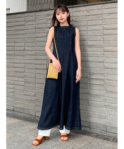 【美品】 moussy BACK OPEN DENIM LONG トップス MOUSSY（マウジー）の「BACK OPEN DENIM LONG トップス（その他