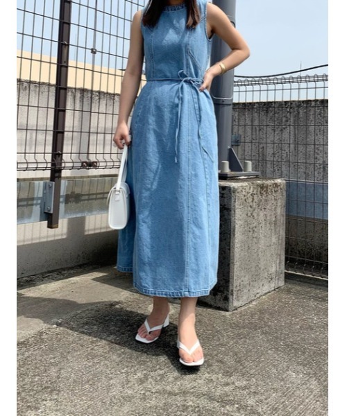 【美品】 moussy BACK OPEN DENIM LONG トップス MOUSSY（マウジー）の「BACK OPEN DENIM LONG トップス（その他