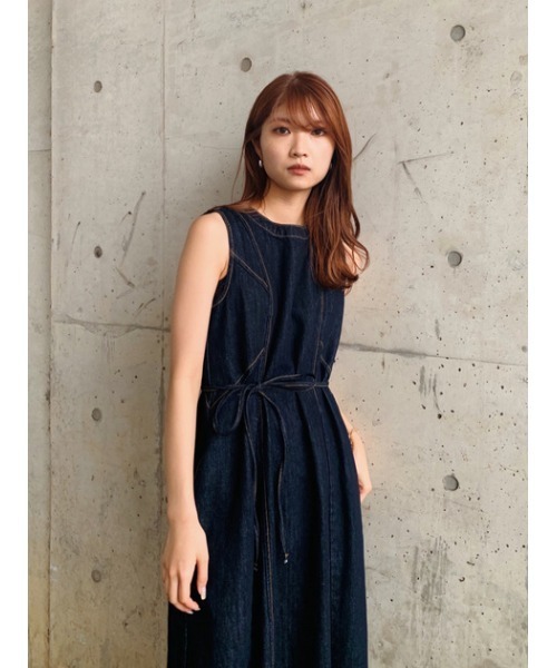 【美品】 moussy BACK OPEN DENIM LONG トップス MOUSSY（マウジー）の「BACK OPEN DENIM LONG トップス（その他