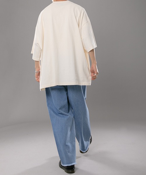 kutir(クティール)の「ヘンリーネックTシャツ(Tシャツ/カットソー・メンズ・ライトブルー/オフホワイト/マスタード・MEDIUM/LARGE)」の11枚目の写真