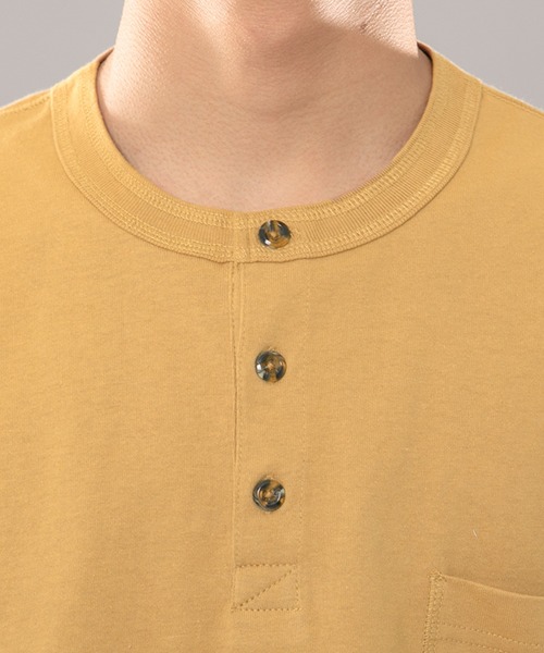 kutir(クティール)の「ヘンリーネックTシャツ(Tシャツ/カットソー・メンズ・ライトブルー/オフホワイト/マスタード・MEDIUM/LARGE)」の18枚目の写真