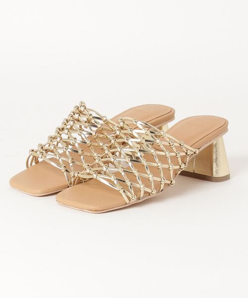 minia（ミニア）の「minia / フィッシュネットミュール / ヒールサンダル（サンダル・レディース・ブラック/ゴールド/アイボリー・LL/M/L/S）」の3枚目の写真