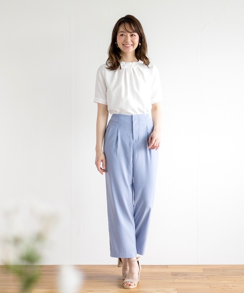 White Collection（ホワイトコレクション）の「サイドデザイン・ハイウエストカラーパンツ（その他パンツ・レディース・サックスブルー/イエロー・M/L/LL）」の4枚目の写真