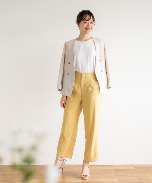 White Collection（ホワイトコレクション）の「サイドデザイン・ハイウエストカラーパンツ（その他パンツ・レディース・サックスブルー/イエロー・M/L/LL）」の8枚目の写真