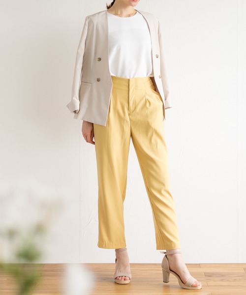 White Collection（ホワイトコレクション）の「サイドデザイン・ハイウエストカラーパンツ（その他パンツ・レディース・サックスブルー/イエロー・M/L/LL）」の9枚目の写真