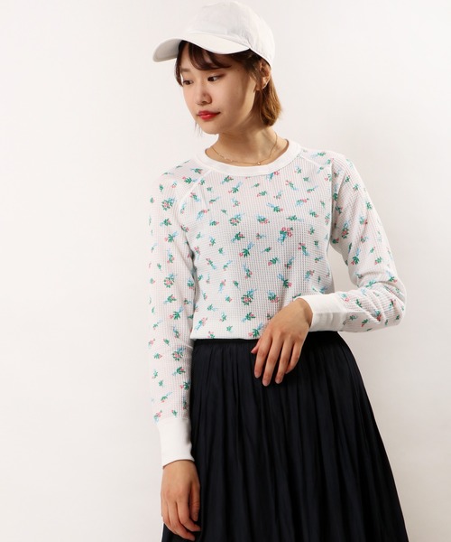 JEMORGAN(ジェーイーモーガン)の「JEMORGAN ワッフルブーケ柄クルーネックカットソー(パック入)(Tシャツ/カットソー・レディース・ホワイト/杢グレー・FREE)」の1枚目の写真