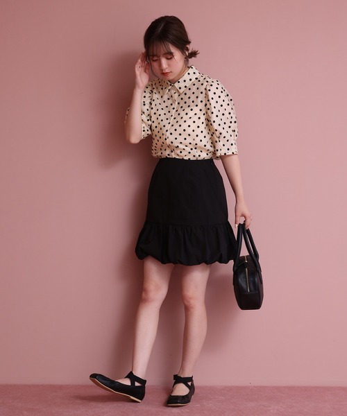 one after another NICE CLAUP（ワンアフターアナザーナイスクラップ）の「シアードット衿ブラウス（シャツ/ブラウス・レディース・ブラック/アイボリー/チェック・FREE）」の14枚目の写真