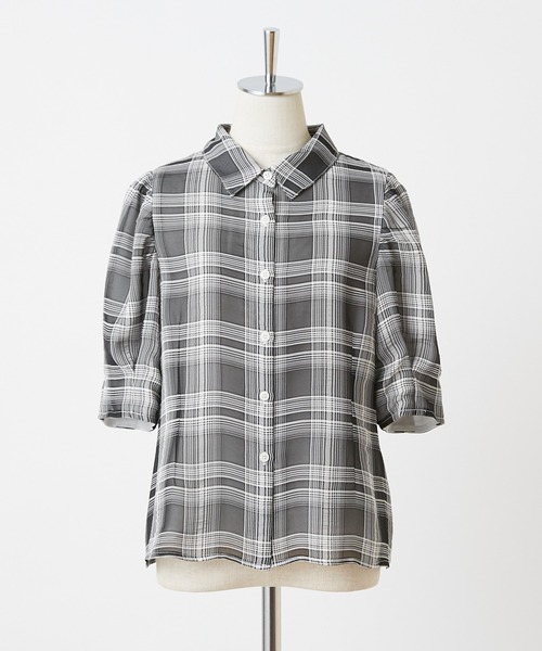 one after another NICE CLAUP（ワンアフターアナザーナイスクラップ）の「シアードット衿ブラウス（シャツ/ブラウス・レディース・ブラック/アイボリー/チェック・FREE）」の20枚目の写真