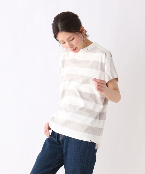 SHOO・LA・RUE(シューラルー)の「◆【SHOO ICE/USAコットン】フレンチスリーブボーダーTシャツ(Tシャツ/カットソー・レディース・チャコール/ライトグレー系4/ダークブラウン系4/キャメル・03/02/04)」の3枚目の写真