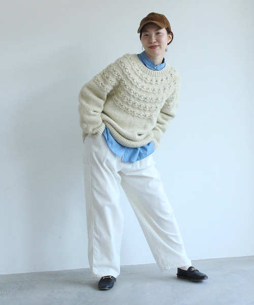 PAR ICI（パーリッシィ）の「ネパール手編み お花ボーダー求心プルオーバー（ニット/セーター・レディース・オフホワイト/マルチ・FREE）」の14枚目の写真