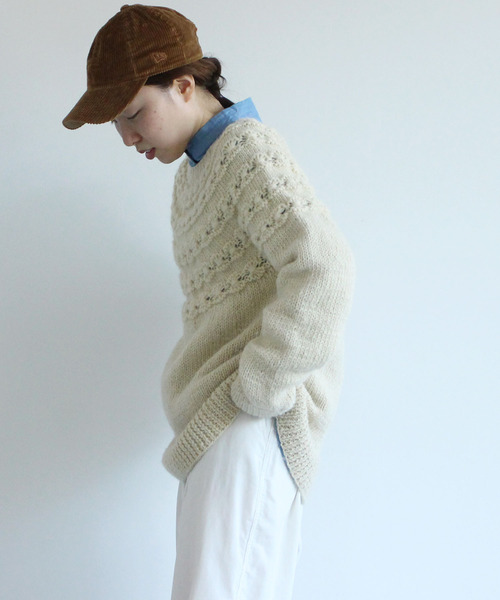 はなまる 【PAR ICI】手編みネパールニット PAR ICI（パーリッシィ）の「ネパール手編み お花ボーダー求心プル