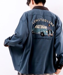 ナチュラルストレッチ バックCAR 刺繍シャツ