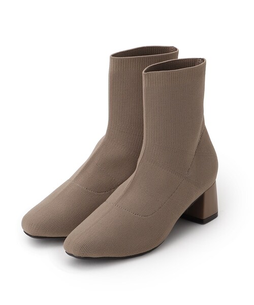 OPAQUE.CLIP(オペークドットクリップ)の「◆スクエアトウニットソックスブーツ【洗える成形インソール/WEB限定サイズ】(ブーツ・レディース・カーキ/ベージュ/ブラック・03/02/01)」の5枚目の写真