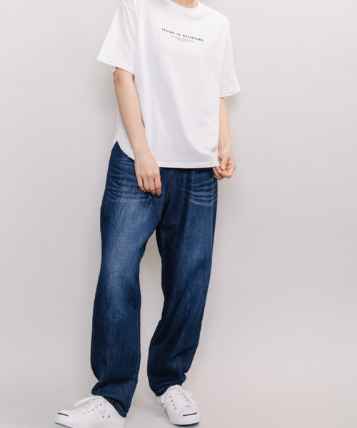 refinedworks(リファインドワークス)の「デニム・テーパードパンツ(デニムパンツ・レディース・ブルー/インディゴブルー・FREE)」の7枚目の写真