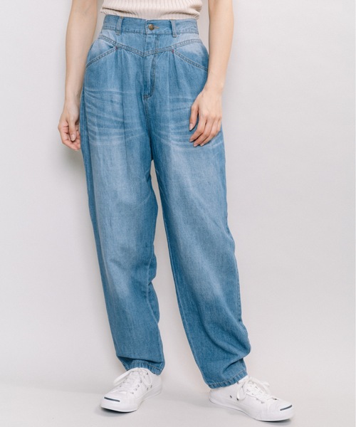 refinedworks(リファインドワークス)の「デニム・テーパードパンツ(デニムパンツ・レディース・ブルー/インディゴブルー・FREE)」の3枚目の写真