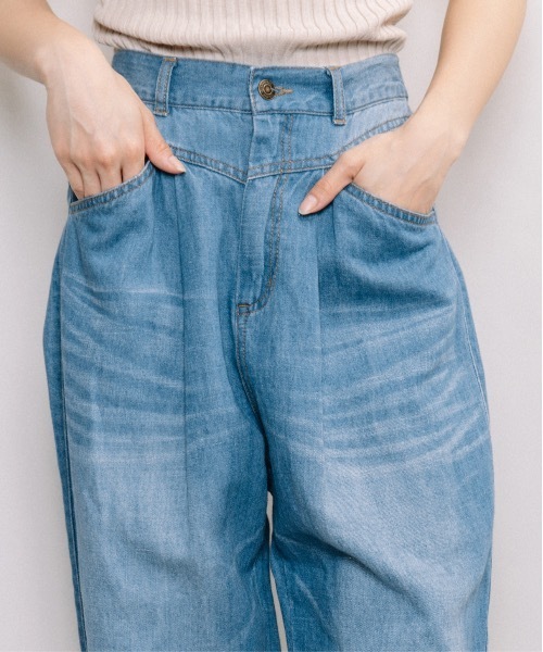 refinedworks(リファインドワークス)の「デニム・テーパードパンツ(デニムパンツ・レディース・ブルー/インディゴブルー・FREE)」の17枚目の写真
