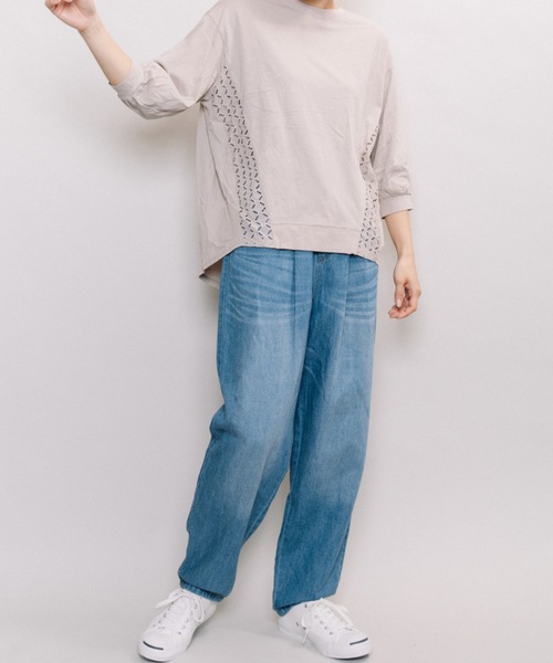 refinedworks(リファインドワークス)の「デニム・テーパードパンツ(デニムパンツ・レディース・ブルー/インディゴブルー・FREE)」の4枚目の写真