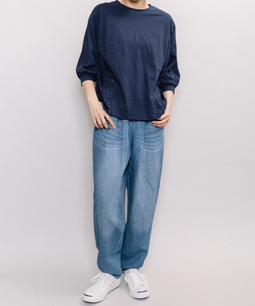 refinedworks(リファインドワークス)の「デニム・テーパードパンツ(デニムパンツ・レディース・ブルー/インディゴブルー・FREE)」の14枚目の写真