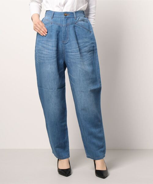 refinedworks(リファインドワークス)の「デニム・テーパードパンツ(デニムパンツ・レディース・ブルー/インディゴブルー・FREE)」の15枚目の写真