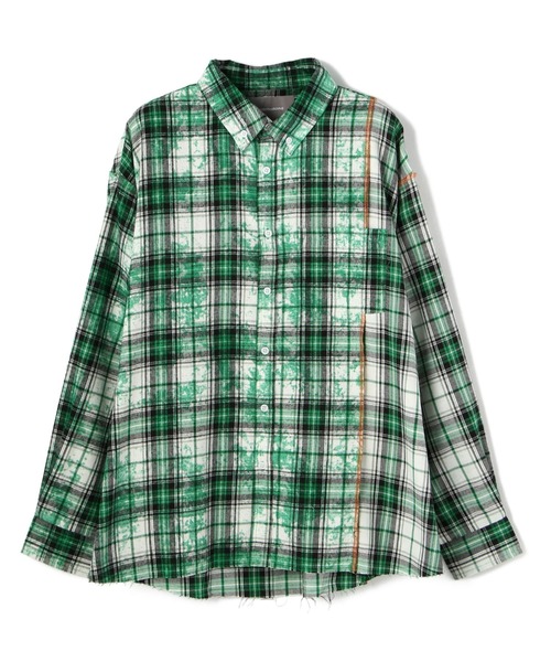 A4A（エーフォーエー）の「A4A/エーフォーエー/ブリーチ加工切り替えネルシャツ（シャツ/ブラウス・メンズ・レッド/ブルー/グリーン・FREE）」の2枚目の写真