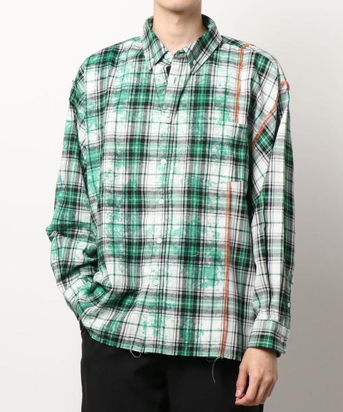 A4A（エーフォーエー）の「A4A/エーフォーエー/ブリーチ加工切り替えネルシャツ（シャツ/ブラウス・メンズ・レッド/ブルー/グリーン・FREE）」の8枚目の写真