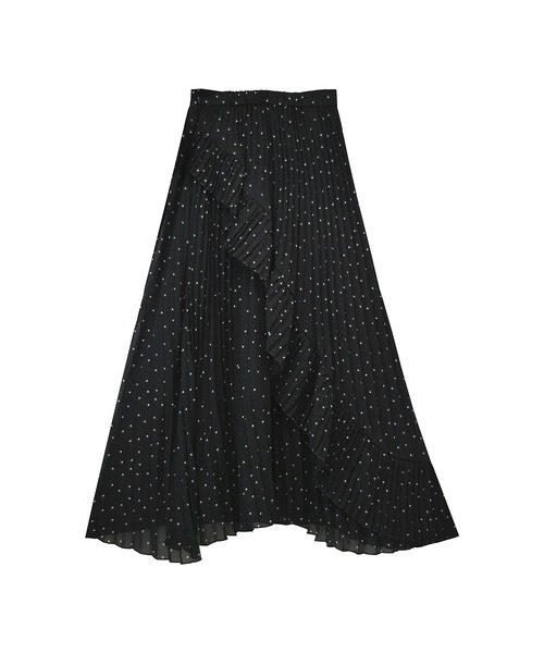 ADIRA（アディラ）の「ランダムプリーツスカート（スカート・レディース・ブラック/ベージュ・MEDIUM）」の4枚目の写真