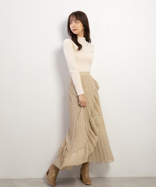 ADIRA（アディラ）の「ランダムプリーツスカート（スカート・レディース・ブラック/ベージュ・MEDIUM）」の21枚目の写真