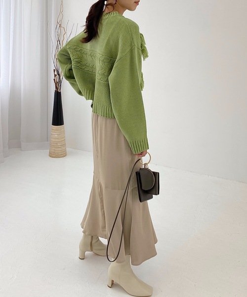 StyleSea(スタイルシー)の「サテンマーメイドスカート(スカート・レディース・ブラック/ベージュ/ブラウン/イエロー・FREE)」の6枚目の写真