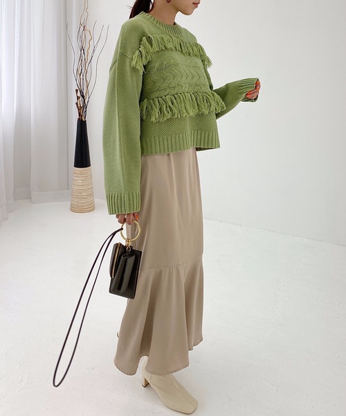 StyleSea(スタイルシー)の「サテンマーメイドスカート(スカート・レディース・ブラック/ベージュ/ブラウン/イエロー・FREE)」の7枚目の写真