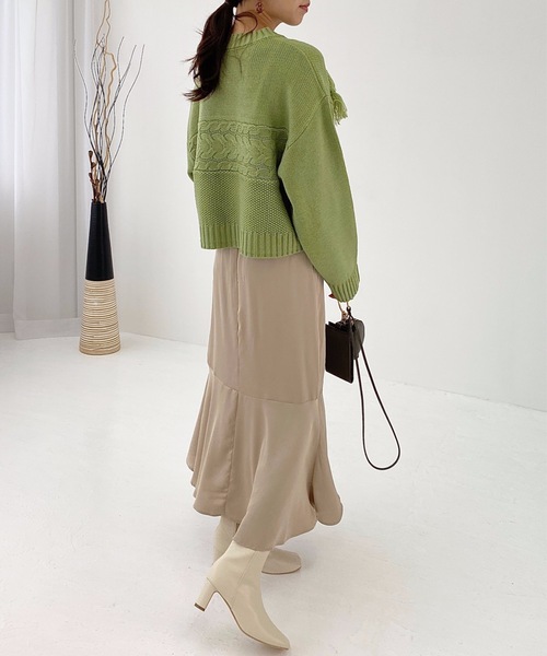 StyleSea(スタイルシー)の「サテンマーメイドスカート(スカート・レディース・ブラック/ベージュ/ブラウン/イエロー・FREE)」の8枚目の写真