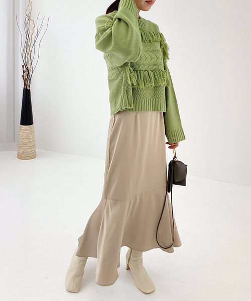 StyleSea(スタイルシー)の「サテンマーメイドスカート(スカート・レディース・ブラック/ベージュ/ブラウン/イエロー・FREE)」の9枚目の写真