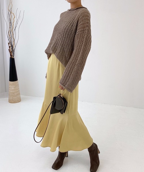 StyleSea(スタイルシー)の「サテンマーメイドスカート(スカート・レディース・ブラック/ベージュ/ブラウン/イエロー・FREE)」の15枚目の写真