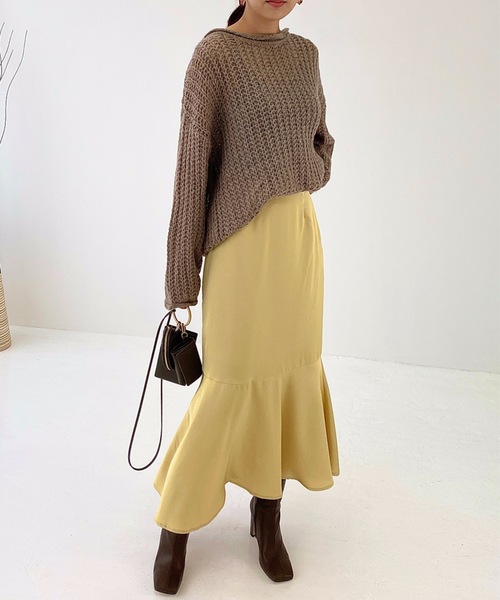 StyleSea(スタイルシー)の「サテンマーメイドスカート(スカート・レディース・ブラック/ベージュ/ブラウン/イエロー・FREE)」の14枚目の写真