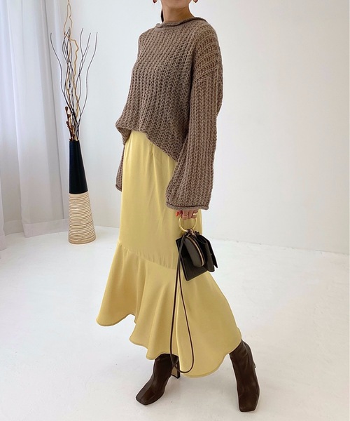 StyleSea(スタイルシー)の「サテンマーメイドスカート(スカート・レディース・ブラック/ベージュ/ブラウン/イエロー・FREE)」の19枚目の写真