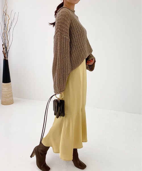 StyleSea(スタイルシー)の「サテンマーメイドスカート(スカート・レディース・ブラック/ベージュ/ブラウン/イエロー・FREE)」の18枚目の写真