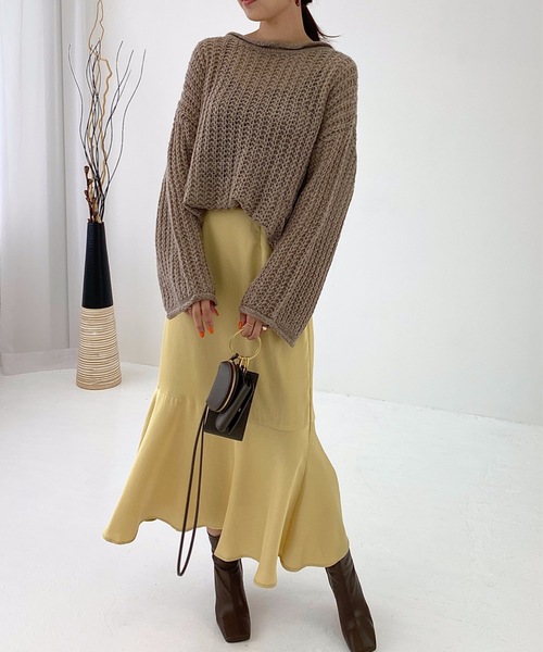 StyleSea(スタイルシー)の「サテンマーメイドスカート(スカート・レディース・ブラック/ベージュ/ブラウン/イエロー・FREE)」の16枚目の写真