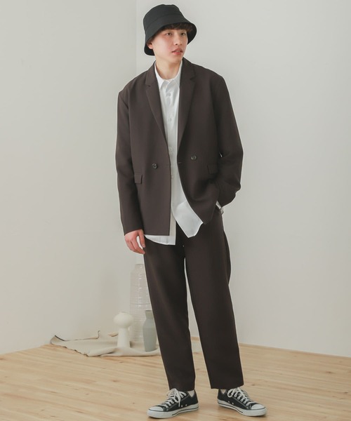 SENSE OF PLACE by URBAN RESEARCH（センスオブプレイスバイアーバンリサーチ）の「『セットアップ対応』ダブルタックテーパードスラックスB（スラックス・メンズ・チャコールグレー/ブラウン/ベージュ・LARGE/MEDIUM）」の8枚目の写真