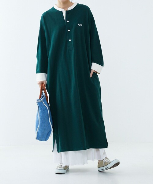 FREAK'S STORE（フリークスストア）の「TOWN CRAFT × FREAK'S STORE/タウンクラフト　別注 クレリックワンピース（ワンピース・レディース・ネイビー/オフホワイト/その他13/ブラック/ブルーグリーン/ナチュラル/グリーン/チャコールグレー・ﾌﾘ-）」の5枚目の写真