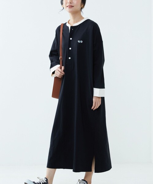 FREAK'S STORE（フリークスストア）の「TOWN CRAFT × FREAK'S STORE/タウンクラフト　別注 クレリックワンピース（ワンピース・レディース・ネイビー/オフホワイト/その他13/ブラック/ブルーグリーン/ナチュラル/グリーン/チャコールグレー・ﾌﾘ-）」の3枚目の写真