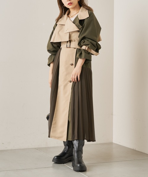 Chico（チコ）の「アシメプリーツデザイントレンチコート（トレンチコート・レディース・ベージュ/カーキ・FREE）」の9枚目の写真