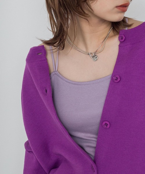 w closet（ダブルクローゼット）の「カップ付きキャミソール（キャミソール・レディース・ブラック/ダークグリーン/ブラウン/オフホワイト/ライム/パープル系その他/オレンジ/ラベンダー/グレイッシュベージュ・FREE）」の8枚目の写真