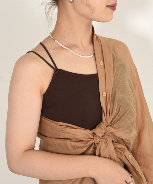 w closet（ダブルクローゼット）の「カップ付きキャミソール（キャミソール・レディース・ブラック/ダークグリーン/ブラウン/オフホワイト/ライム/パープル系その他/オレンジ/ラベンダー/グレイッシュベージュ・FREE）」の3枚目の写真