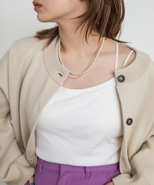 w closet（ダブルクローゼット）の「カップ付きキャミソール（キャミソール・レディース・ブラック/ダークグリーン/ブラウン/オフホワイト/ライム/パープル系その他/オレンジ/ラベンダー/グレイッシュベージュ・FREE）」の2枚目の写真