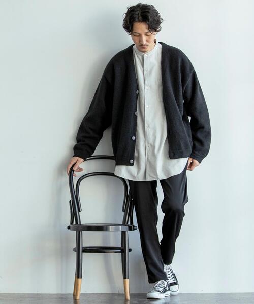 coen（コーエン）の「モヘアタッチニットVネックルーズカーディガン（カーディガン/ボレロ・メンズ・グレー/ブラック・MEDIUM/X-LARGE/SMALL/LARGE）」の12枚目の写真