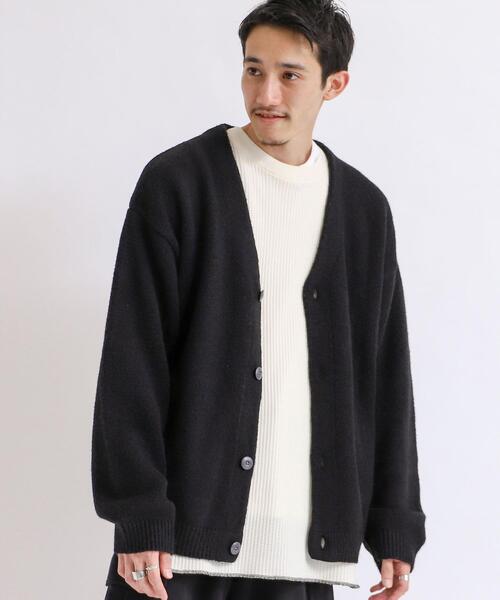 coen（コーエン）の「モヘアタッチニットVネックルーズカーディガン（カーディガン/ボレロ・メンズ・グレー/ブラック・MEDIUM/X-LARGE/SMALL/LARGE）」の4枚目の写真
