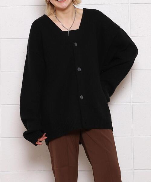 coen（コーエン）の「モヘアタッチニットVネックルーズカーディガン（カーディガン/ボレロ・メンズ・グレー/ブラック・MEDIUM/X-LARGE/SMALL/LARGE）」の6枚目の写真