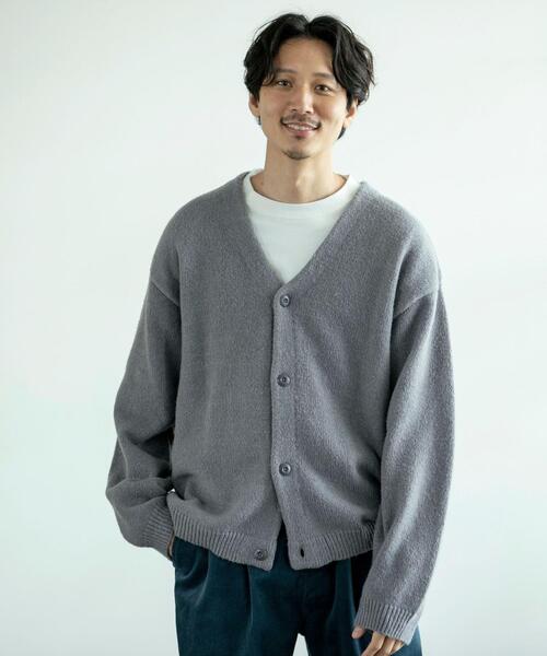 coen（コーエン）の「モヘアタッチニットVネックルーズカーディガン（カーディガン/ボレロ・メンズ・グレー/ブラック・MEDIUM/X-LARGE/SMALL/LARGE）」の8枚目の写真